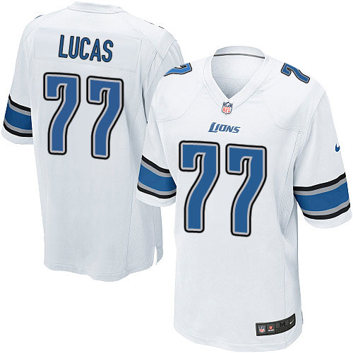 Men's Game Cornelius Lucas Nike Jersey White Road - #77 NFL Detroit Lions